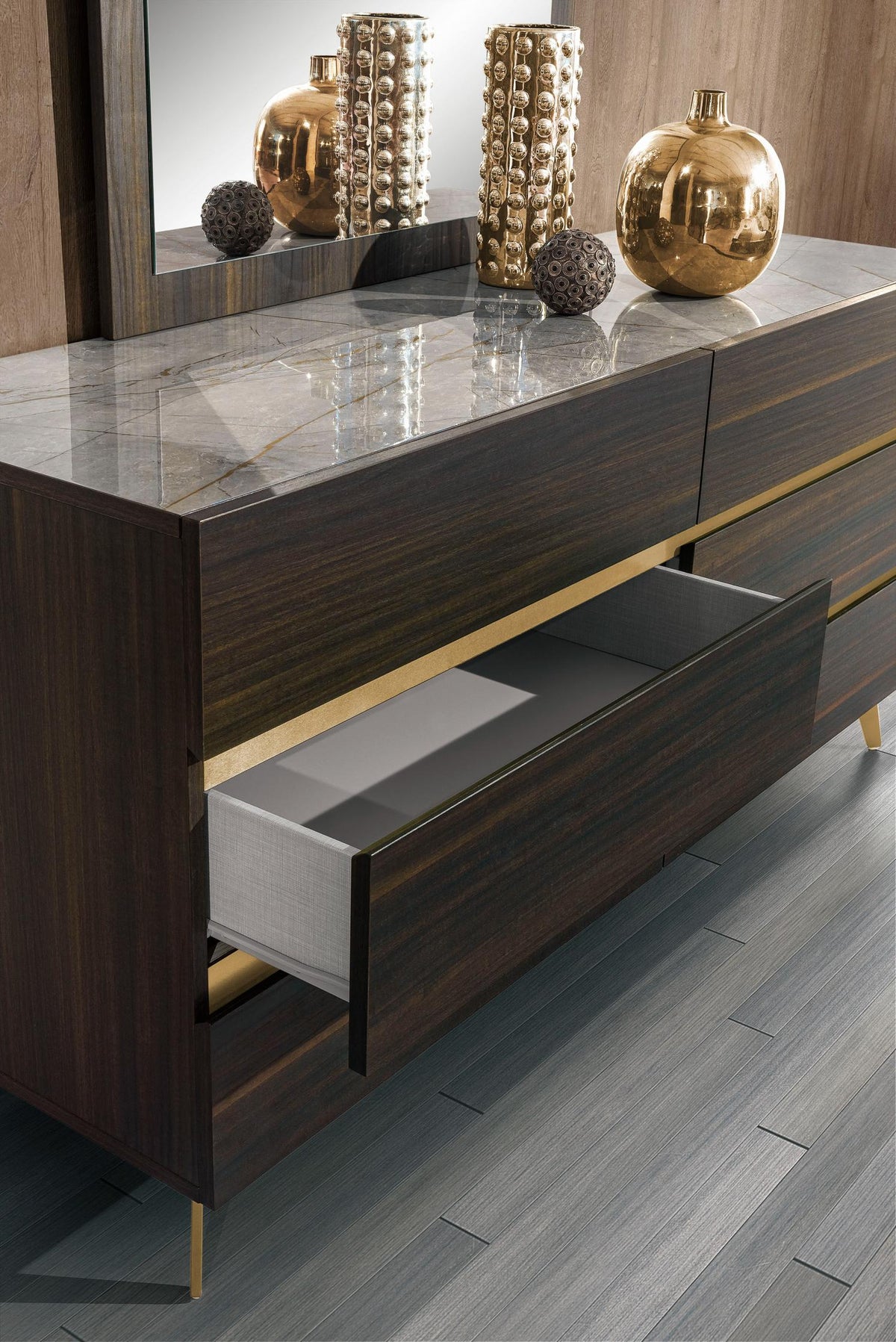 Velondra Modern Eucalypto + Marble Dresser