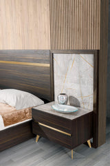 Velondra Modern Eucalypto + Marble Bedroom Set