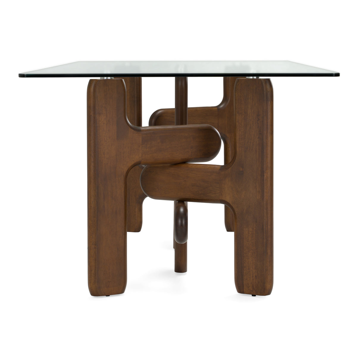 Velshi Modern Glass + Walnut Rectangular Dining Table