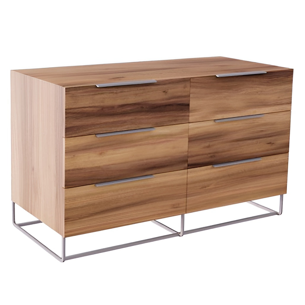 Bergeron + Lorenzo Contemporary Cream Fabric + Light Oak 4-Piece Bedroom Set