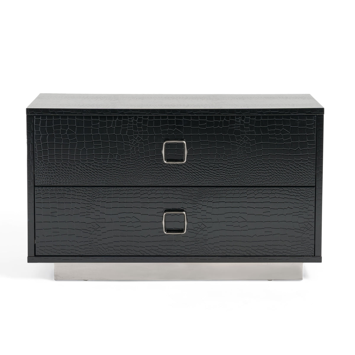 Victoria Modern Black Crocodile Nightstand