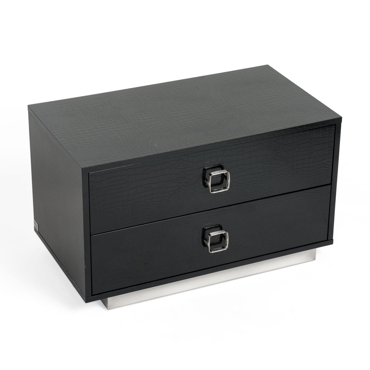 Victoria Modern Black Crocodile Nightstand