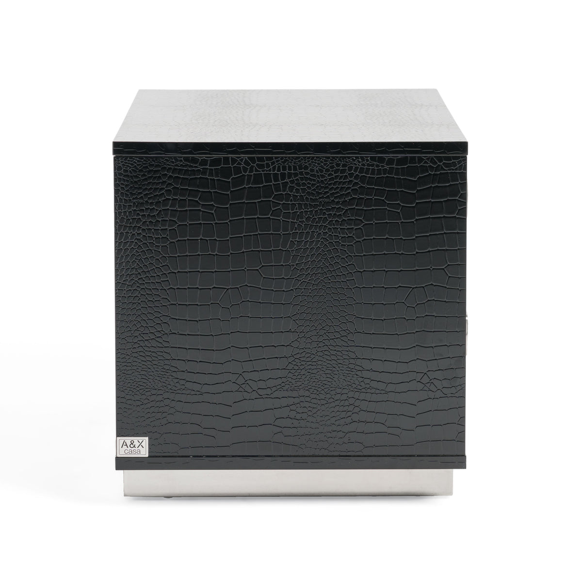Victoria Modern Black Crocodile Nightstand