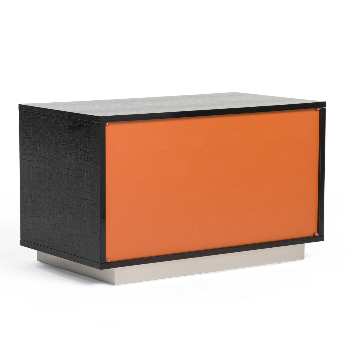 Victoria Modern Black Crocodile Nightstand