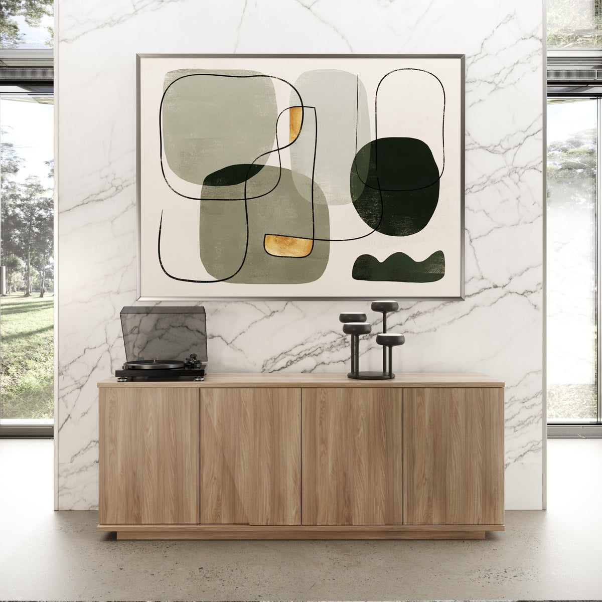 Victoria Italian Modern Walnut Caracalla Buffet