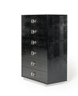 Victoria Modern Black Crocodile Chest