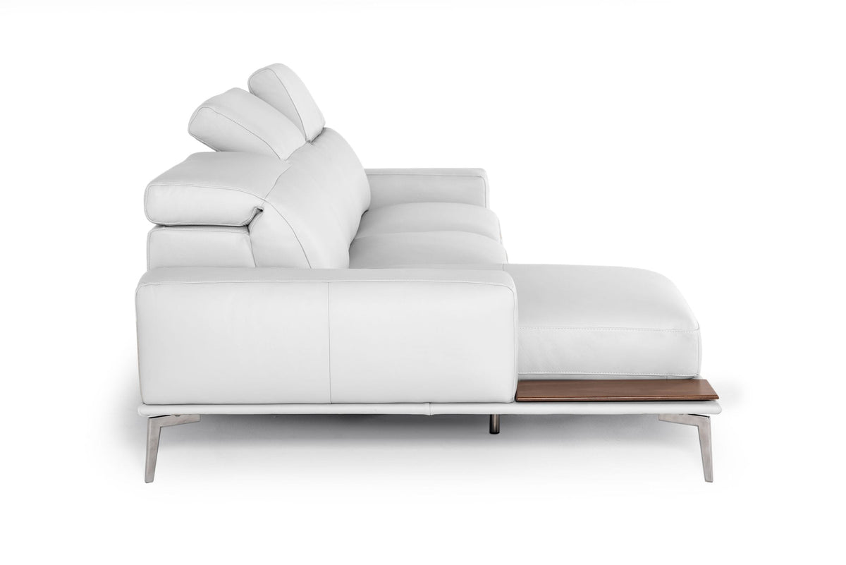 Villeneuve Modern White Italian Left Facing Sectional Sofa