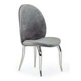 Vince Glam Grey Velvet Dining Chair Set of 2