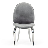 Vince Glam Grey Velvet Dining Chair Set of 2