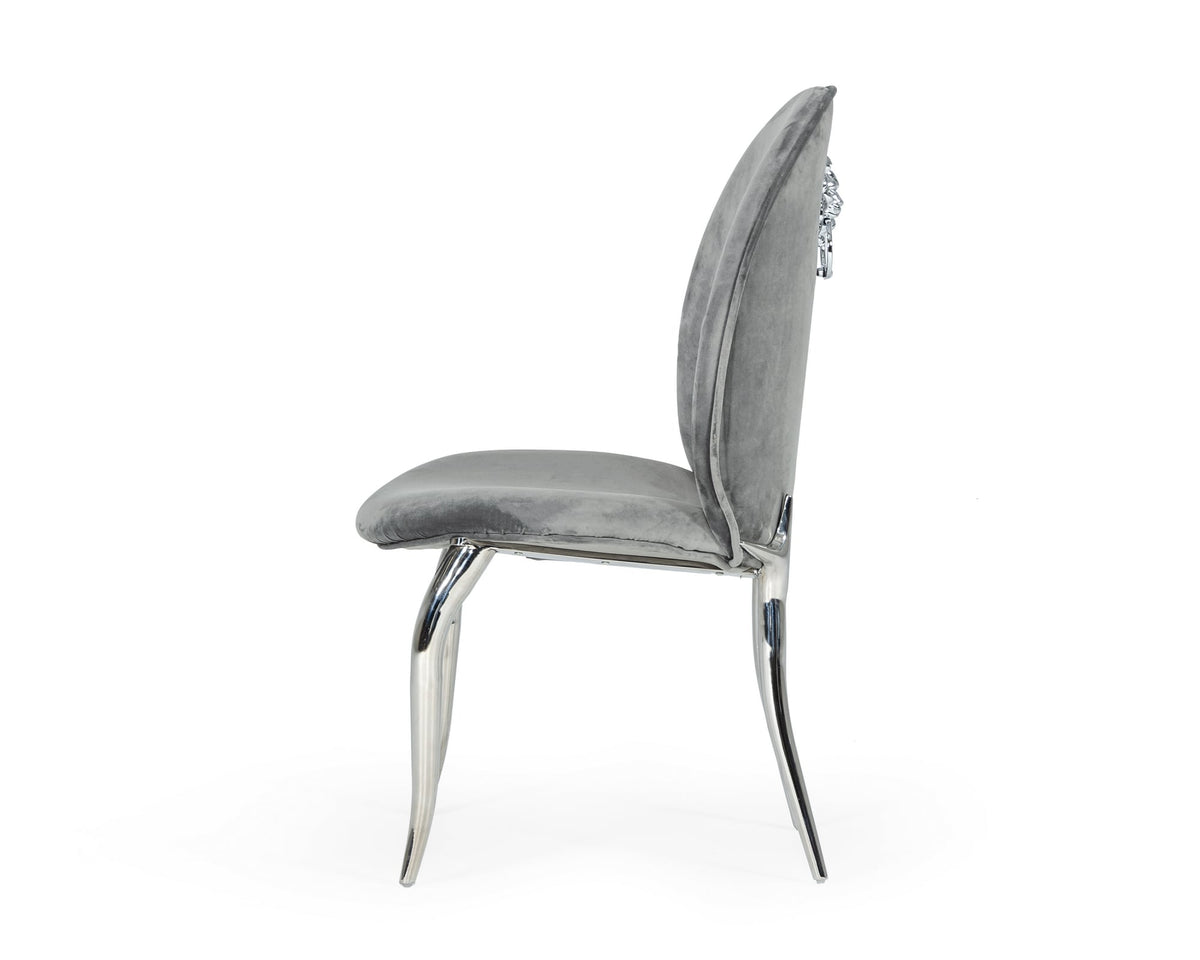 Vince Glam Grey Velvet Dining Chair Set of 2