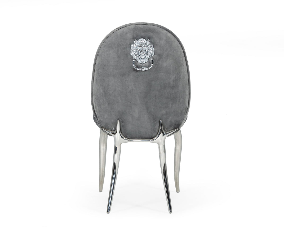Vince Glam Grey Velvet Dining Chair Set of 2