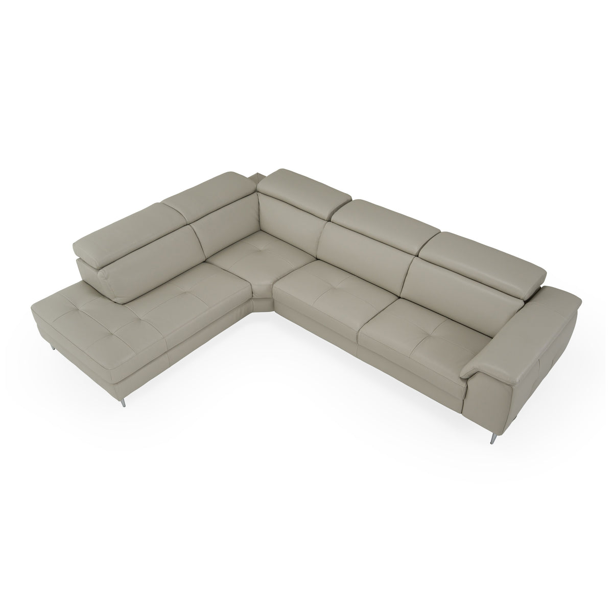Viola Italian Contemporary Grey Leather Left Facing Sectional Sofa