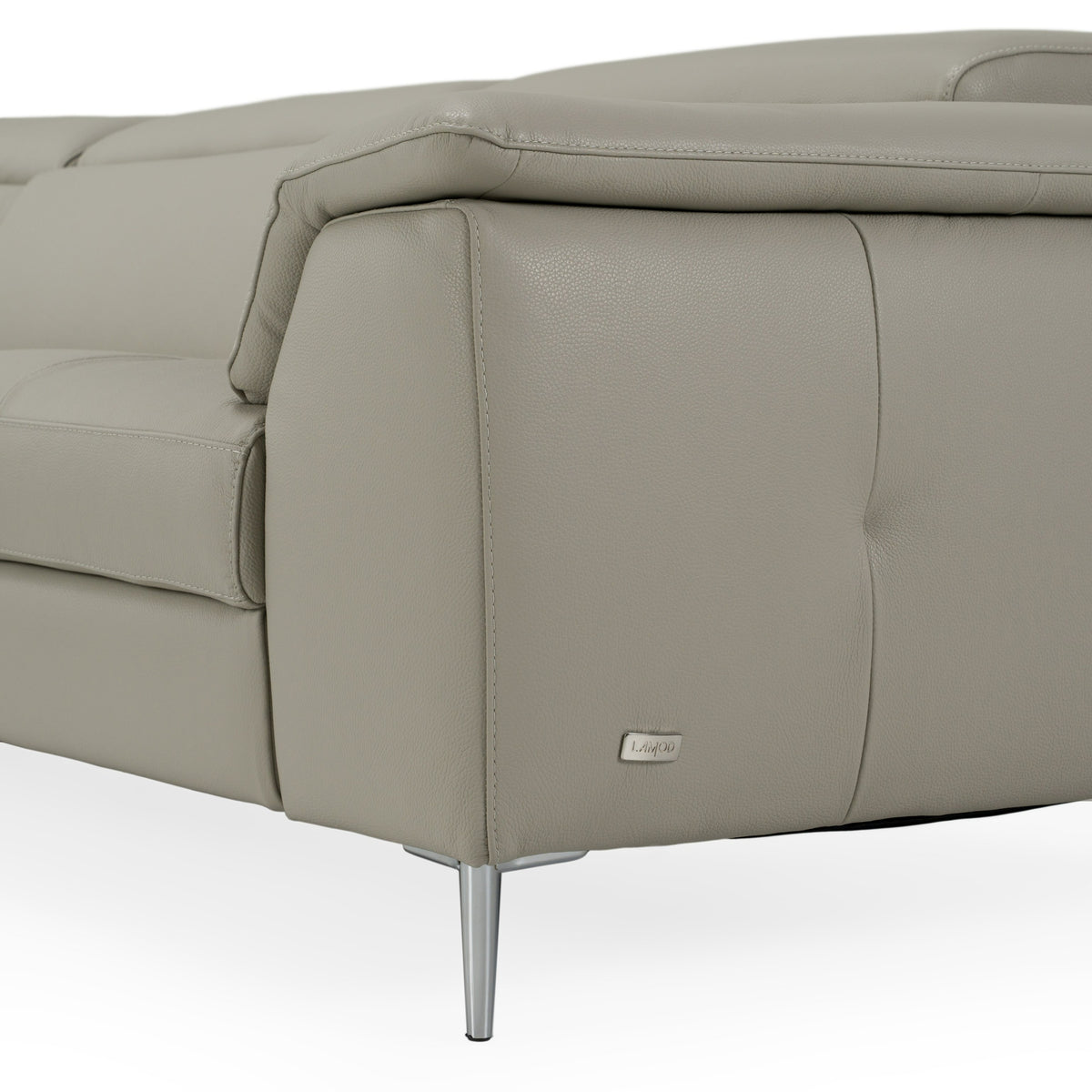 Viola Italian Contemporary Grey Leather Left Facing Sectional Sofa