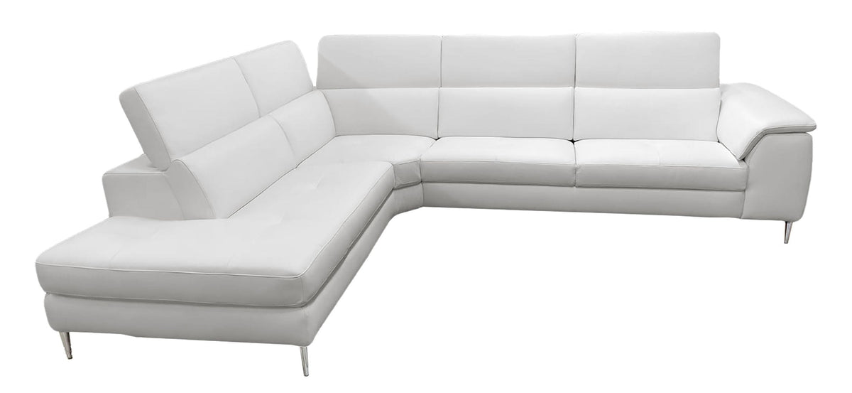 Viola Italian Contemporary Grey Leather Left Facing Sectional Sofa