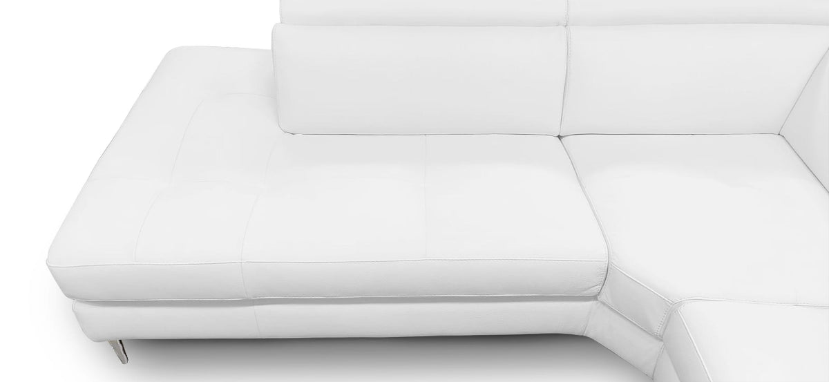 Viola Italian Contemporary White Leather Left Facing Sectional Sofa