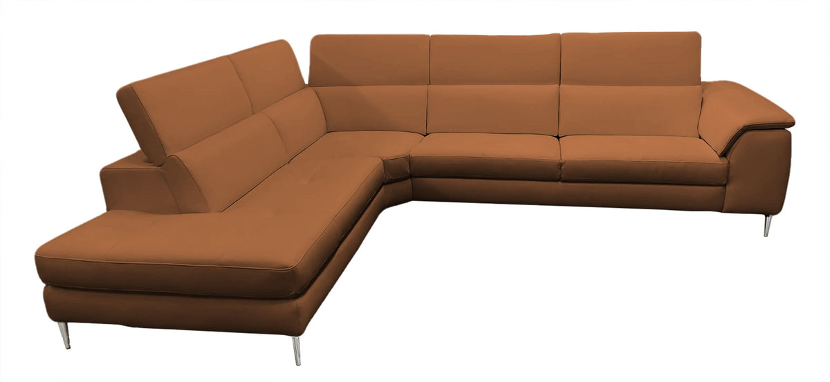 Viola Italian Contemporary Cognac Leather Left Facing Sectional Sofa