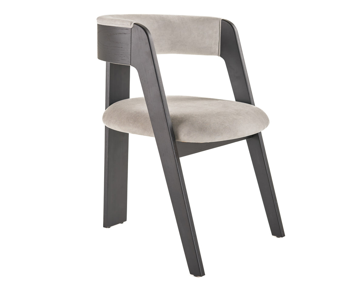 Washington Modern Grey Fabric + Ebony Oak Dining Chair (Set of 2)