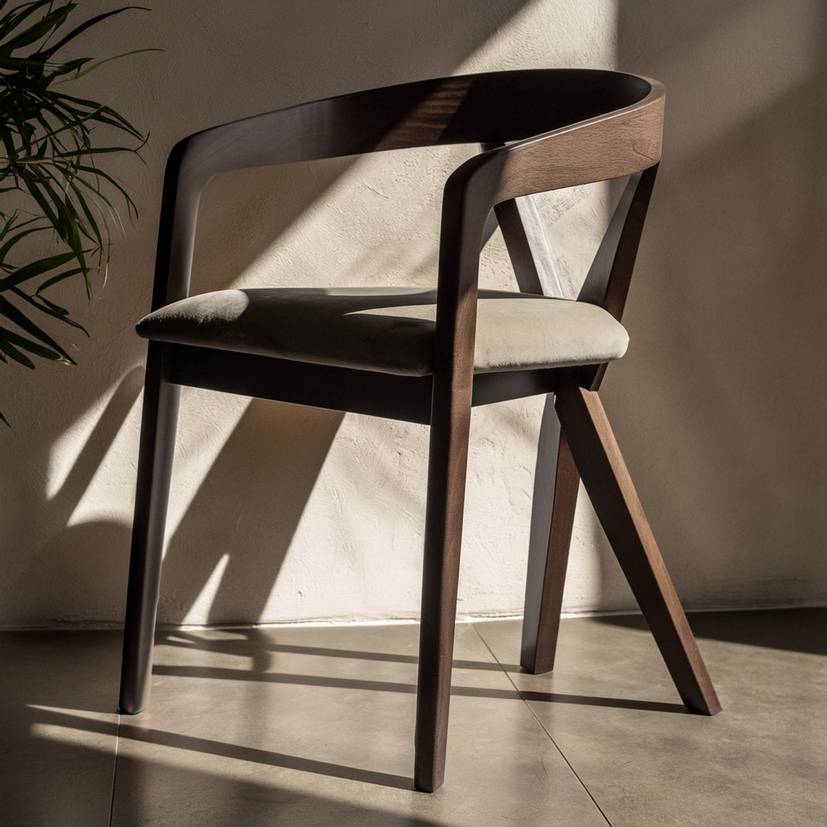 Weiss Mid-Century Modern Light Grey Fabric + Wenge Dining Chair