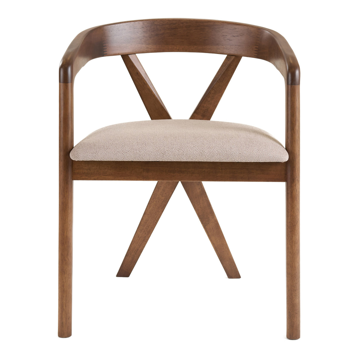 Weiss Mid-Century Modern Light Brown Fabric + Walnut Dining Chair
