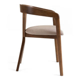 Weiss Mid-Century Modern Light Brown Fabric + Walnut Dining Chair