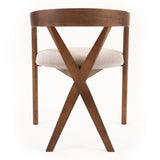 Weiss Mid-Century Modern Light Brown Fabric + Walnut Dining Chair