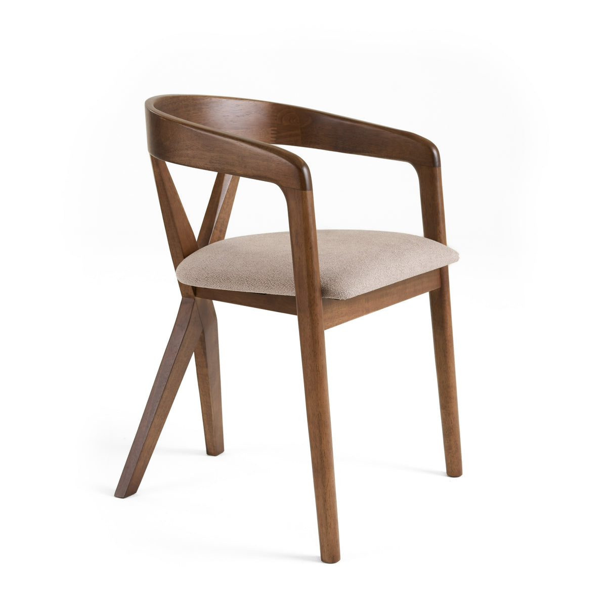 Weiss Mid-Century Modern Walnut Round Dining Table + 6 Chair Set