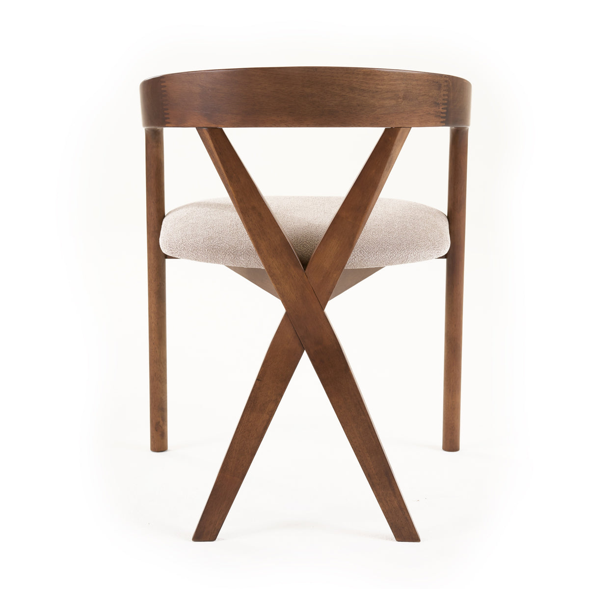 Weiss Mid-Century Modern Light Brown Fabric + Walnut Dining Chair
