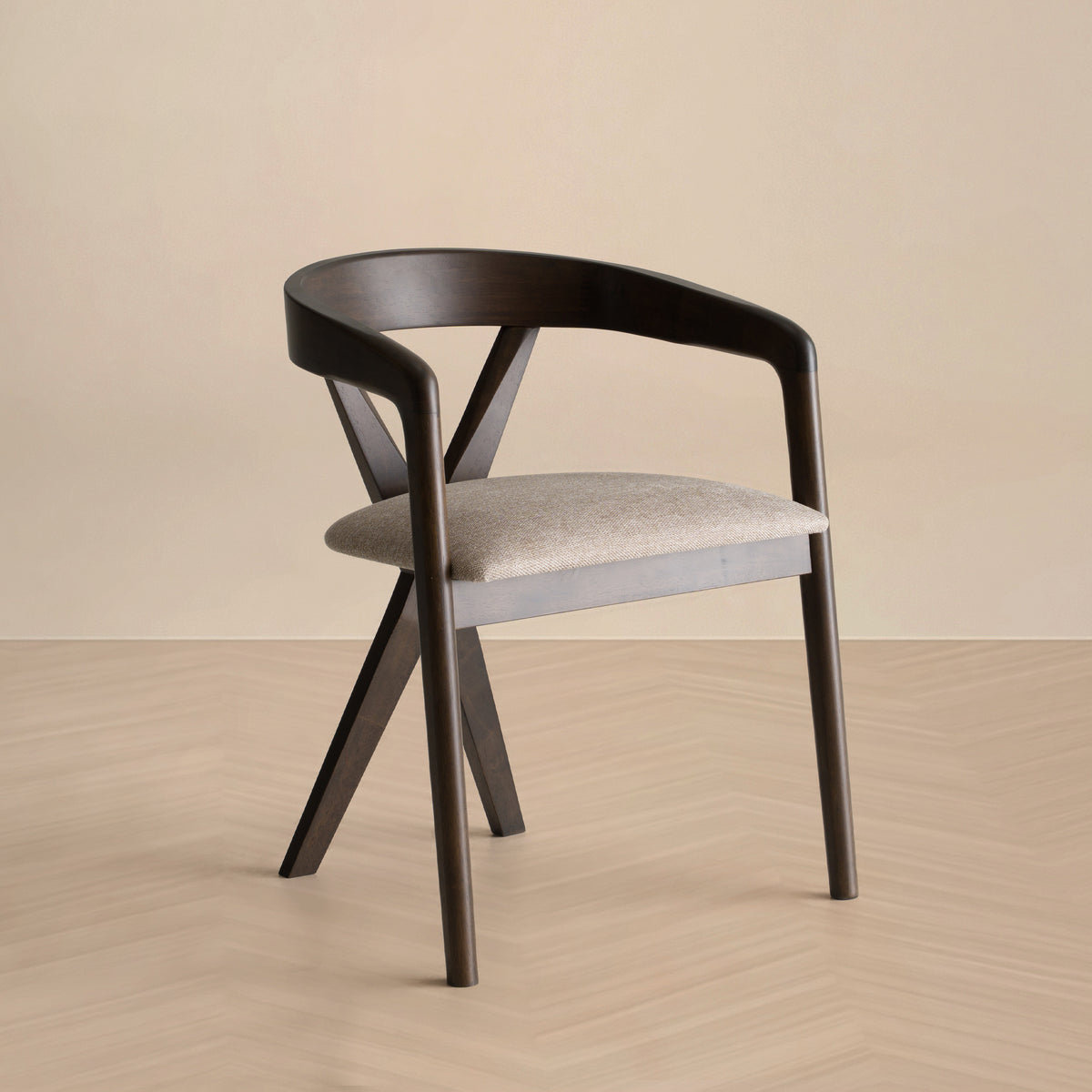 Weiss Mid-Century Modern Light Grey Fabric + Wenge Dining Chair