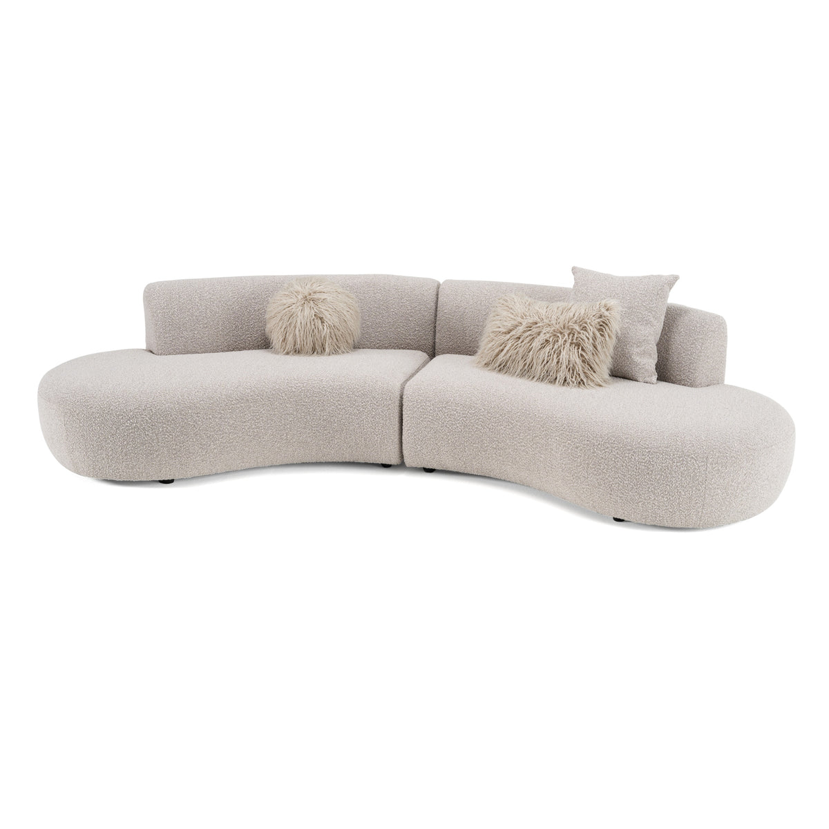 Weldon Modern Grey Fabric Curved Sectional Sofa