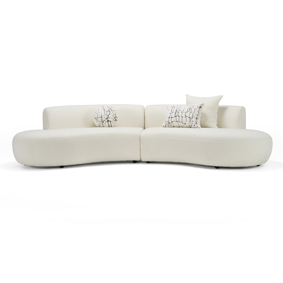 Weldon Modern Cream Fabric Curved Sectional Sofa