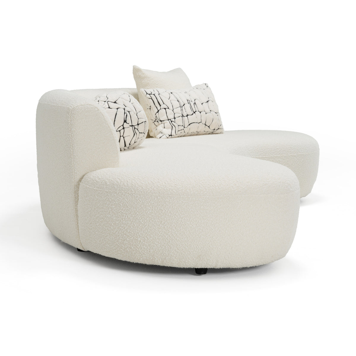 Weldon Modern Cream Fabric Curved Sectional Sofa