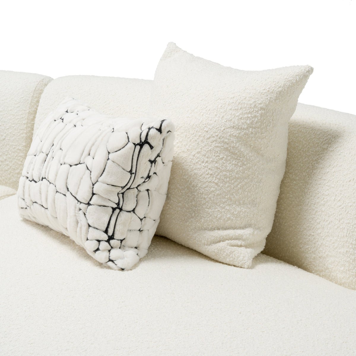 Weldon Modern Cream Fabric Curved Sectional Sofa