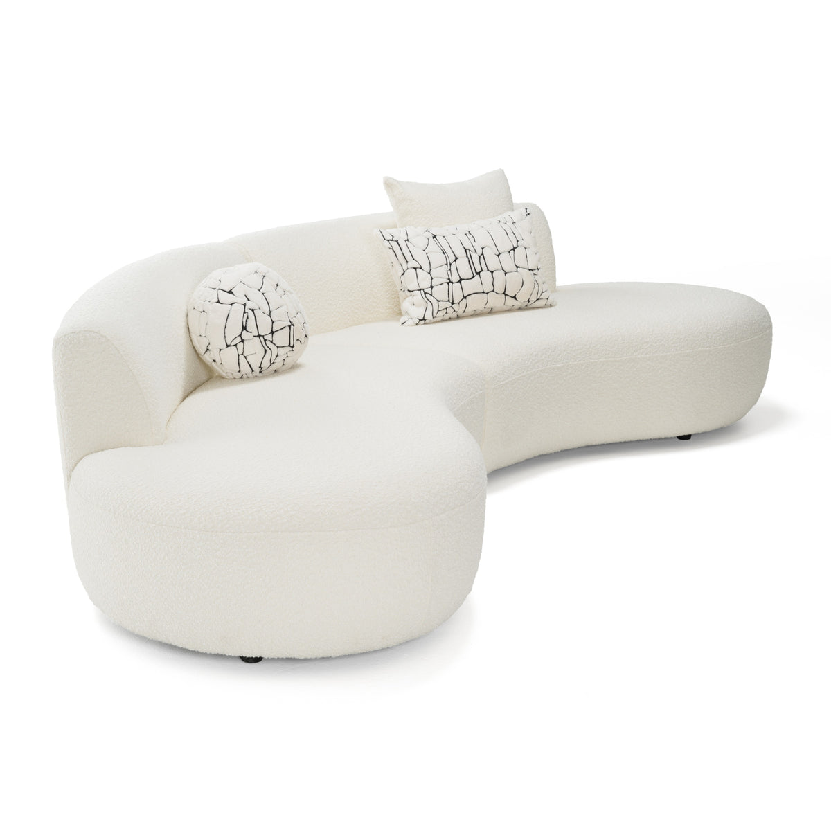 Weldon Modern Cream Fabric Curved Sectional Sofa