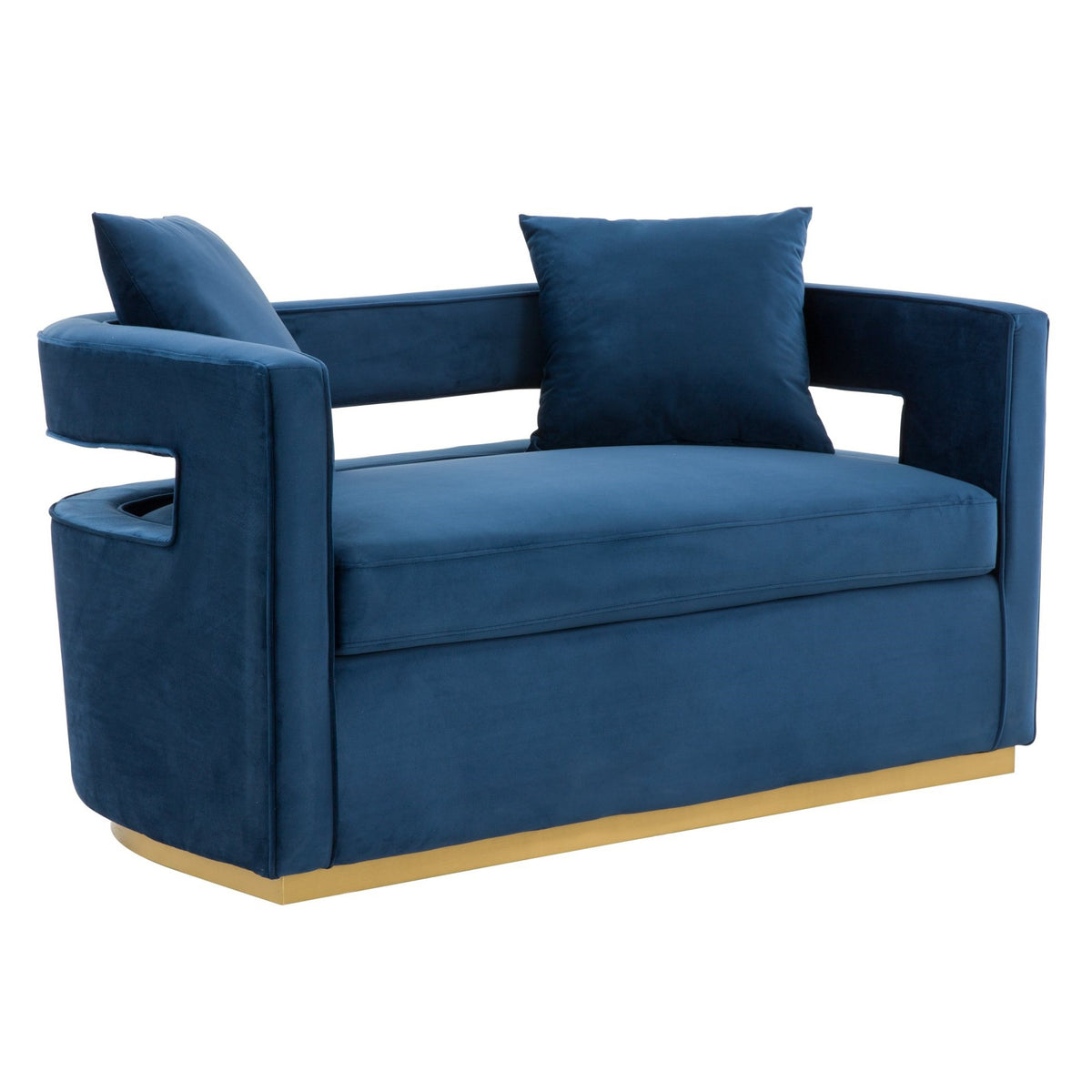 Wells Modern Blue Velvet Loveseat