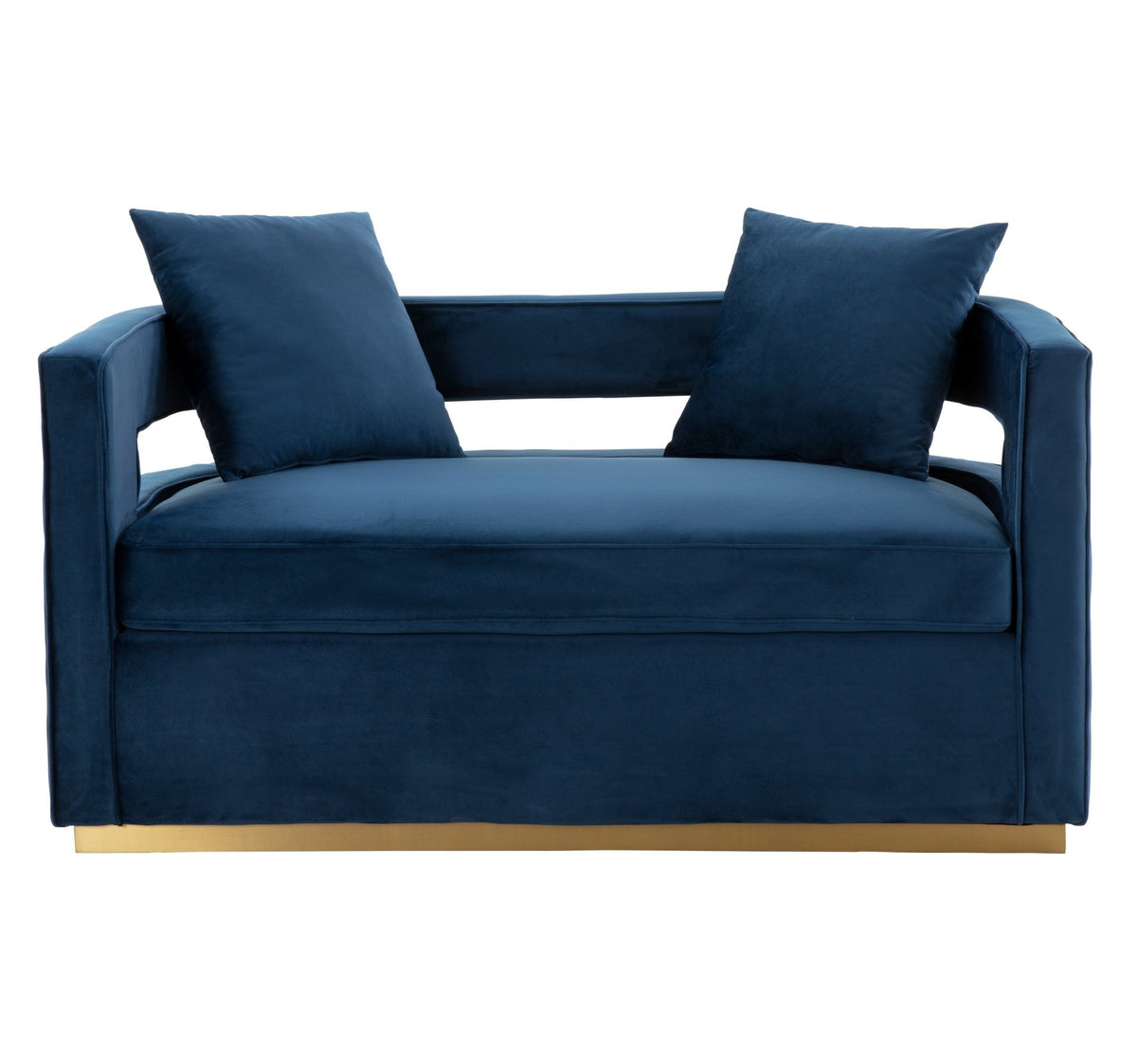 Wells Modern Blue Velvet Loveseat