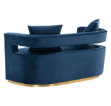 Wells Modern Blue Velvet Loveseat
