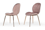 Wendy Modern Pink Velvet & Rosegold Dining Chair (Set of 2)
