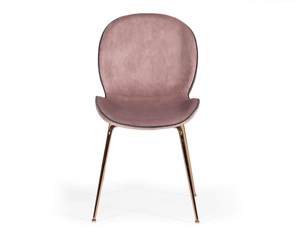 Wendy Modern Pink Velvet & Rosegold Dining Chair (Set of 2)