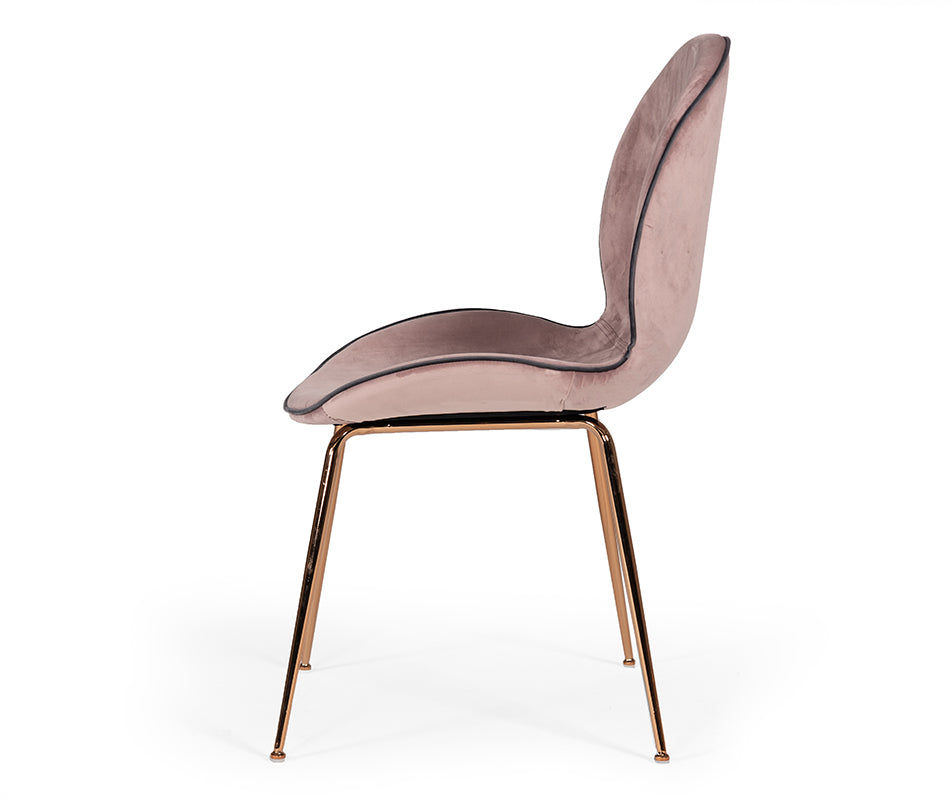 Wendy Modern Pink Velvet & Rosegold Dining Chair (Set of 2)