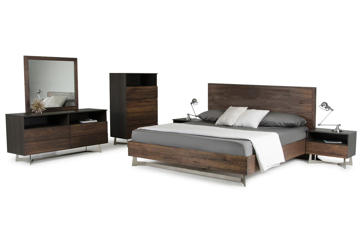 Eastern King Wharton Modern Dark Aged Oak Bedroom Set