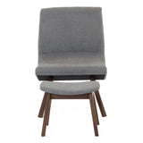 Whitney Modern Grey & Walnut Accent Chair & Ottoman