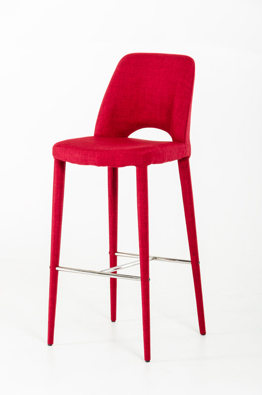Williamette Mid-Century Red Fabric Bar Stool