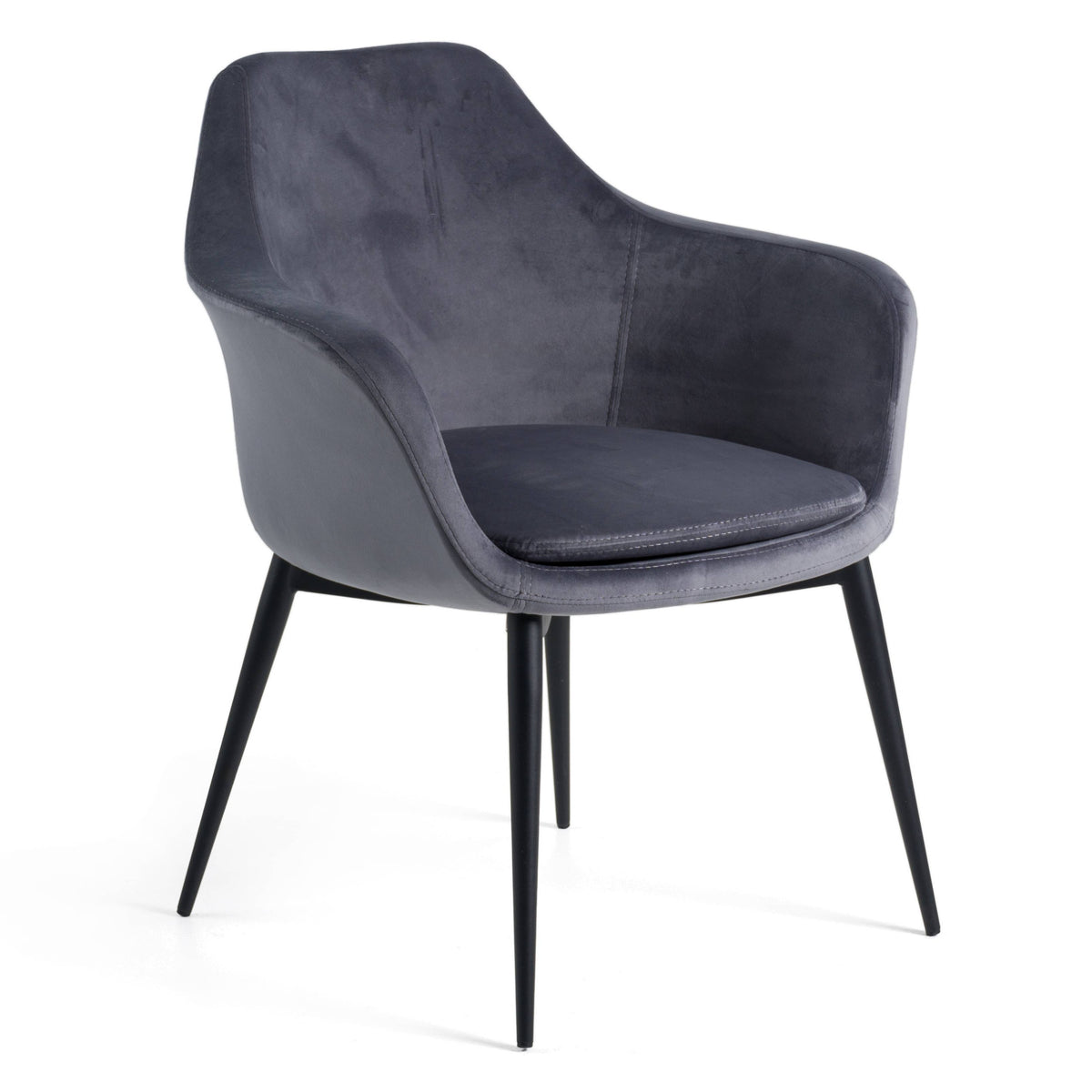 Wilson Modern Grey Velvet & Black Dining Chair