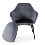 Wilson Modern Grey Velvet & Black Dining Chair