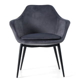 Wilson Modern Grey Velvet & Black Dining Chair