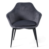 Wilson Modern Grey Velvet & Black Dining Chair