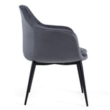 Wilson Modern Grey Velvet & Black Dining Chair