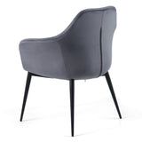Wilson Modern Grey Velvet & Black Dining Chair