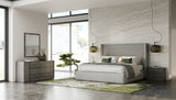 Byrne + Asus Modern Grey Fabric + Elm Grey Bed & 2 Nightstands