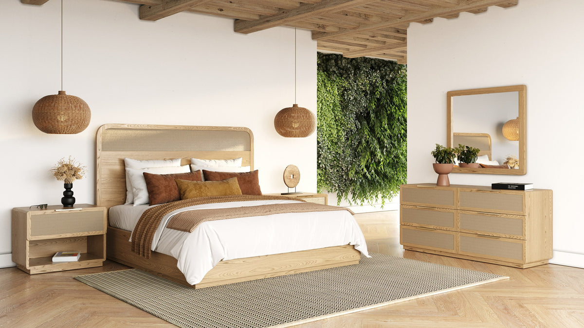 Gavin Modern Natural Ash + Rattan Dresser